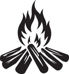 The campfire black icon is isolated on a white background. Vector illustration.