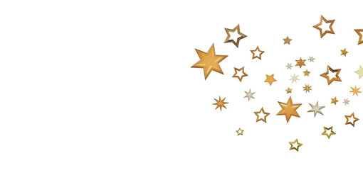 A collection of golden stars on a black background, creating a twinkling and festive feel.