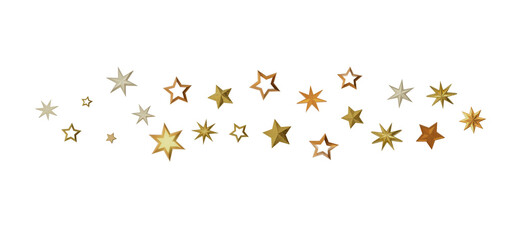 A digital illustration of golden stars scattered on a black background, perfect for holiday or festive designs.