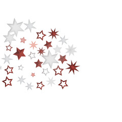 A vibrant abstract image of red and white stars on a black background.