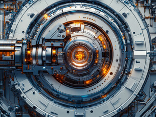 Obraz premium Futuristic Mechanical Core with Lights.