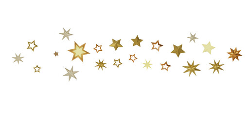 A collection of golden stars of varying sizes arranged in a pattern against a black background, creating a simple yet elegant illustration.