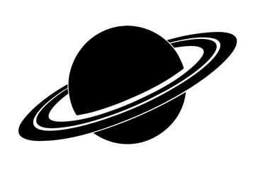 Saturn and its rings vector silhouette illustration on white background