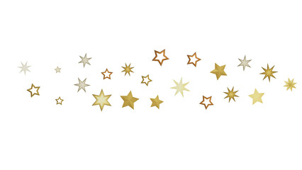 An image of golden stars scattered on a black background.