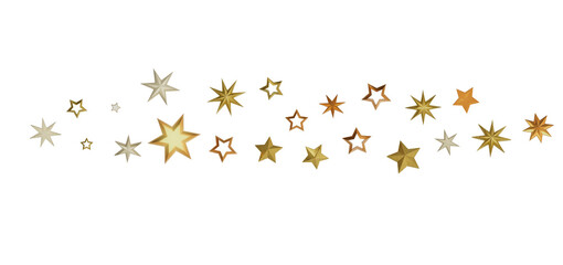 A collection of golden stars on a black background. This image evokes a sense of wonder and magic. The stars are shining bright and sparkling, creating a beautiful and festive atmosphere.