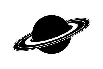 Saturn and its rings vector silhouette