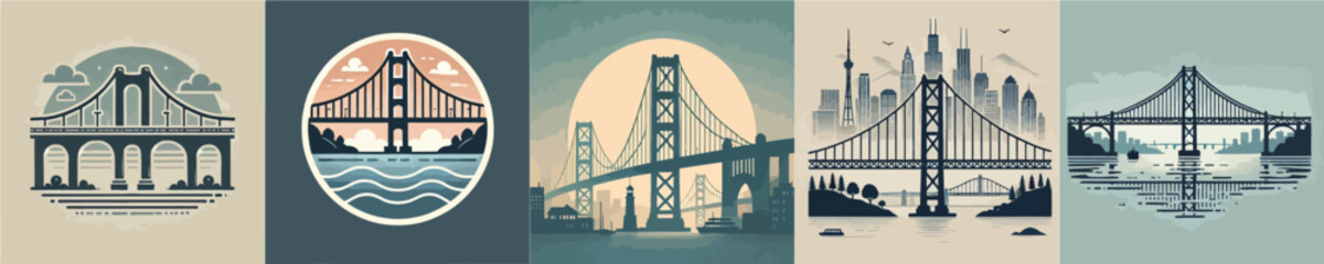 Vector collection of symbols of a bridge