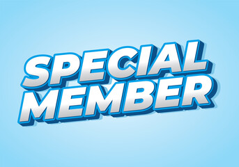 Special member. Text effect in modern colors with 3D effect look