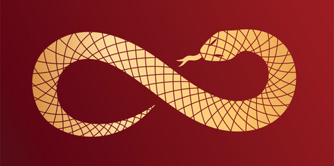 Snake coiled in the infinity sign. 2025 New Year symbol. Chinese lunar new year symbol. Vector illustration