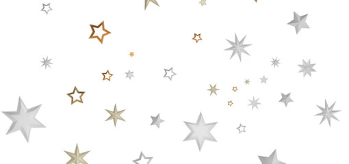 A collection of golden and silver stars on a black background, creating a mesmerizing and sparkling night sky effect.