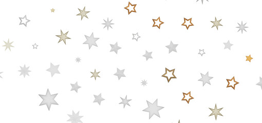 A background with white and golden stars scattered across a black canvas.