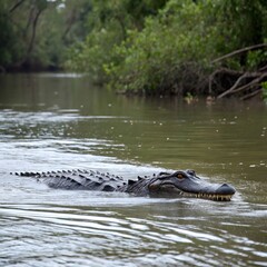 Fototapeta premium crocodile in the water