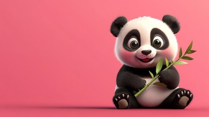 Fototapeta premium panda eating bamboo