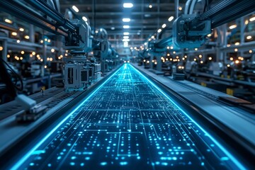 Naklejka premium Advanced Robotic Manufacturing in High-Tech Factory.