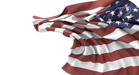 Obraz premium Waving American Flag Isolated on White Background