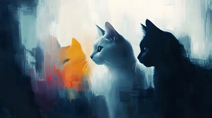 Captivating Minimalist Composition of Abstract Cats That Blends Elegance and Simplicity into a Masterpiece of Modern Art