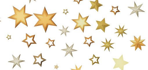 Abstract background with golden stars on black background. The stars are various shapes and sizes, adding to the  decorative and festive nature of the image.