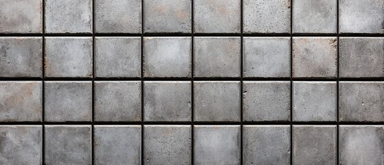 Textured Grey Concrete Tiles Arranged in Neat Rows, Industrial Background Ideal for Modern Interior Design or Architectural Projects