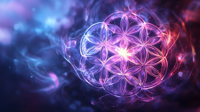 Intricate and Realistic Tattoo Design Featuring Atman Spirit and Flower of Life with Air Movement