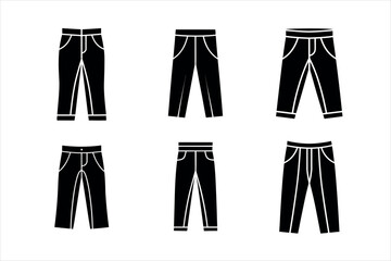 pant silhouette vector icon set