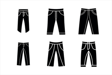 pant silhouette vector icon set