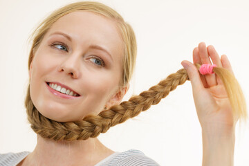 Blonde girl with braid hair