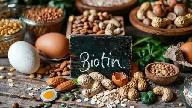 Biotin food content on the table. Selective focus. foods.