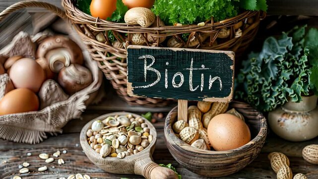 Biotin food content on the table. Selective focus. foods.
