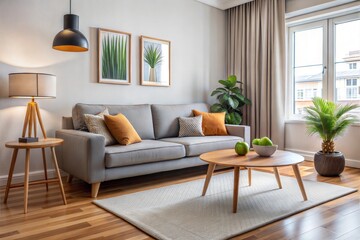 Modern Living Room with Cozy Sofa and Compact Coffee Table