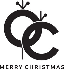 Marry Christmas icon silhouette vector with white background