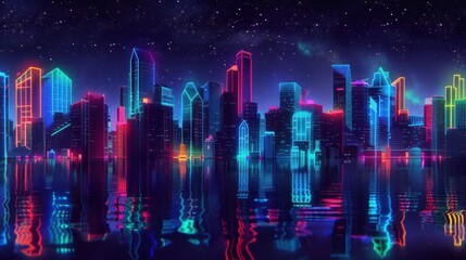 Obraz premium Neon Cityscape Reflection