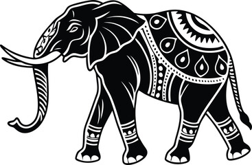 Mandala style Elephant set vector, Mandala style Elephant silhouette vector illustration