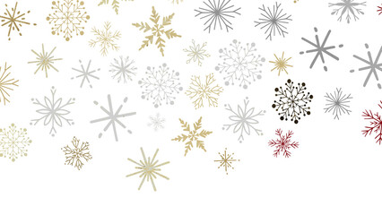 Snowflakes - golden openwork shiny snowflakes, star, 3D rendering.