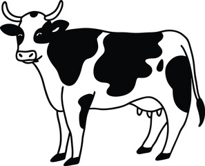 Cow vector, cow silhouette vector illustration, cow line art vector 