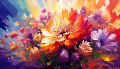Obraz premium beautiful colorful vibrant flowers exploding graphic resource 