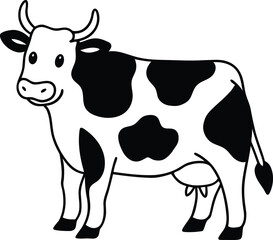 Cow vector, cow silhouette vector illustration, cow line art vector 