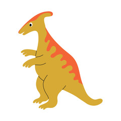 Cute yellow dinosaur character. Design element for print, greeting card, invitation, book. Isolated vector illustration