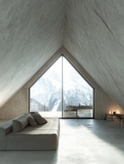 Fototapeta premium Minimalist Mountain View Loft Apartment Design