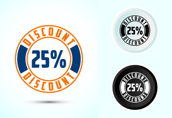 25 Percent discount tag sticker white and black background, Special offer discount tag, sale symbol