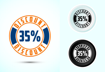 35 Percent discount tag sticker white and black background, Special offer discount tag, sale symbol