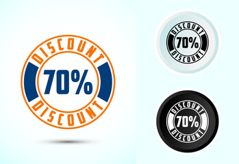 70 Percent discount tag sticker white and black background, Special offer discount tag, sale symbol