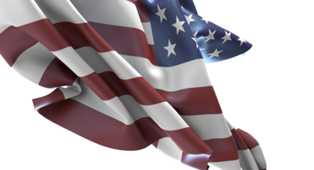 Waving American Flag on White Background