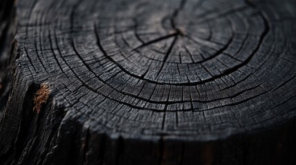 Dark, textured wood surface reveals intricate circular patterns and lines. This natural element provides a soothing backdrop suitable for various creative uses