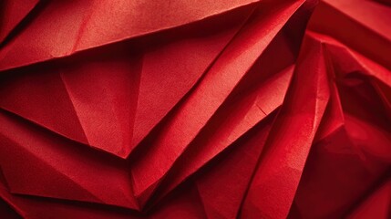 A close-up of a red envelope made entirely of folded origami paper.