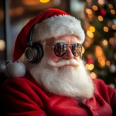 Modern Santa Claus with Headphones