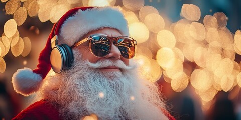 Modern Santa Claus with Headphones