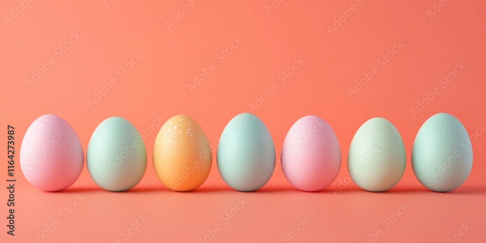 Poster Row of eggs on pink surface