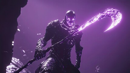Dark Fantasy Figure Wielding Glowing Scythe