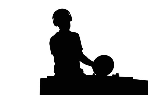 recommend clip art: DJ silhouette mixing music on a turntable