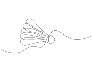 Obraz premium Continuous one line drawing of shuttlecock. One line drawing illustration of shuttlecock. Badminton sport equipment concept single line. Editable outline